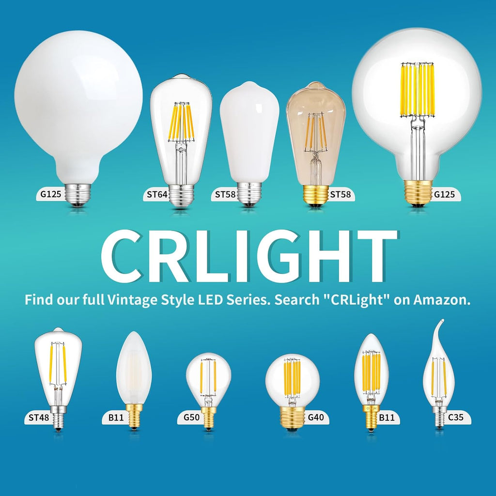2W LED Globe Bulbs G16.5 Edison E12 4000K Neutral White, 12-Pack | 250LM 25W Equivalent, Clear Glass Vintage Edison