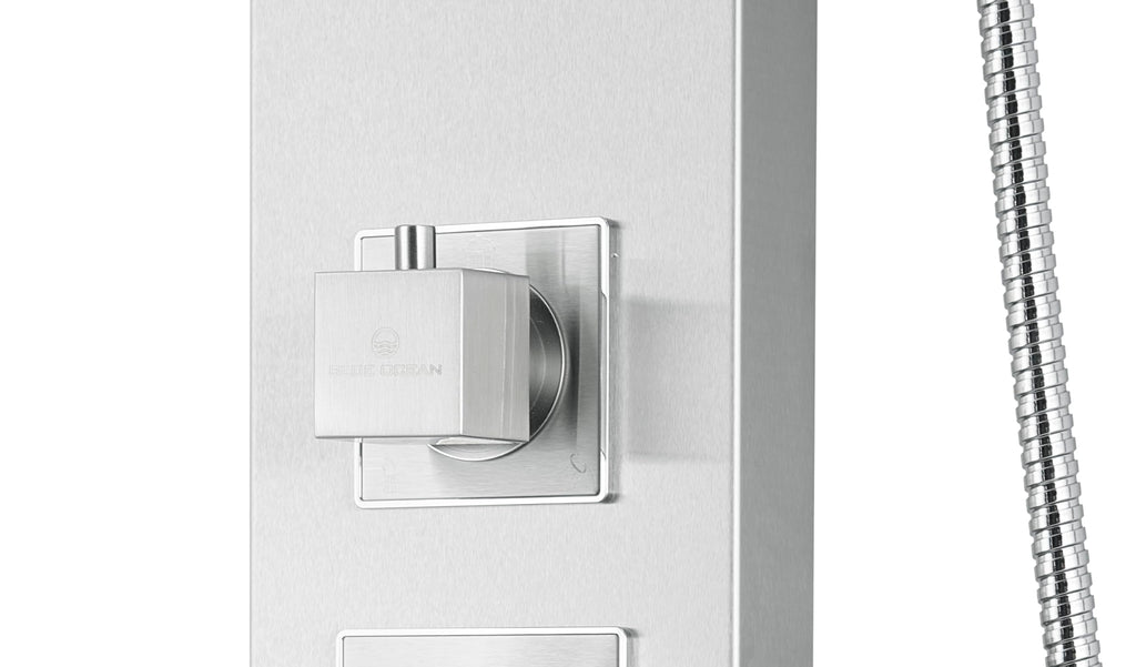 48" Stainless Steel SPS822A Shower Panel Tower with Rainfall Shower Head and Spout