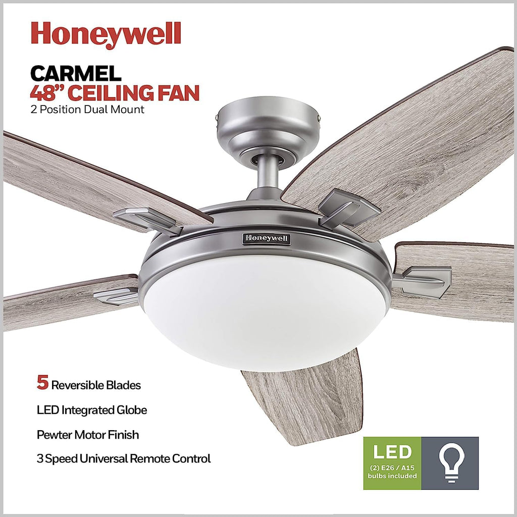 51627-01 Carmel Ceiling Fan, 48, Pewter