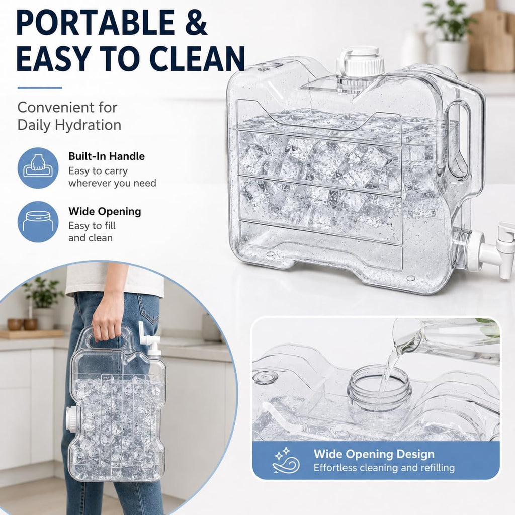 Fridge Water Dispenser with Leak-Proof Spigot, Reusable Refrigerator Drink Dispenser with Handle, Water Jug Beverage