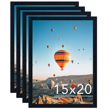 15x20 Picture Frame Set of 4 Black for Wall Hanging, Wall Mounting Horizontally or Vertically, 15 x 20 Wall Gallery