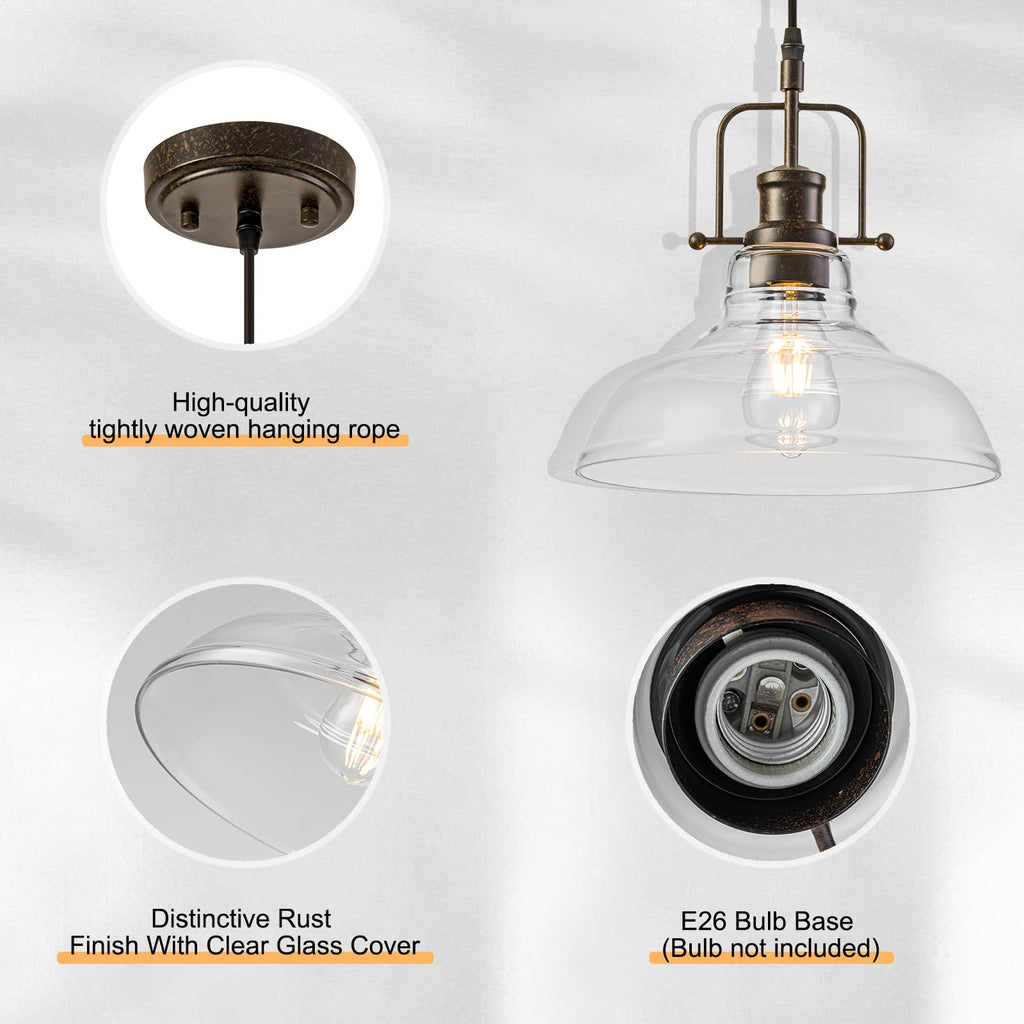 Pendant Lights Kitchen Island Lighting, Farmhouse Hanging Light Fixture, Kitchen Pendant Lighting Over Sink Clear