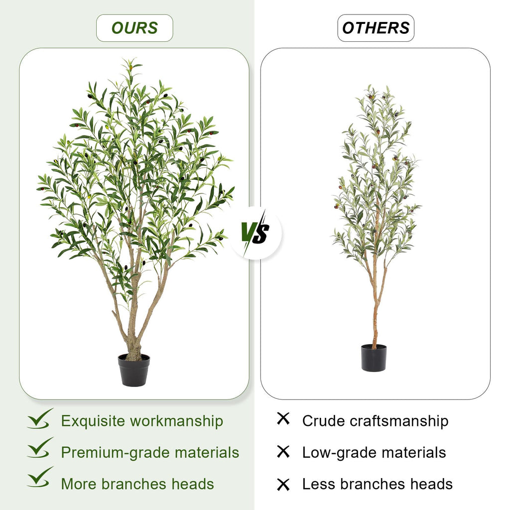 5ft Olive Trees Artificial Indoor, Tall Faux Olive Tree with Realistic Leaves and Lifelike Olives Fruits, Large Fake