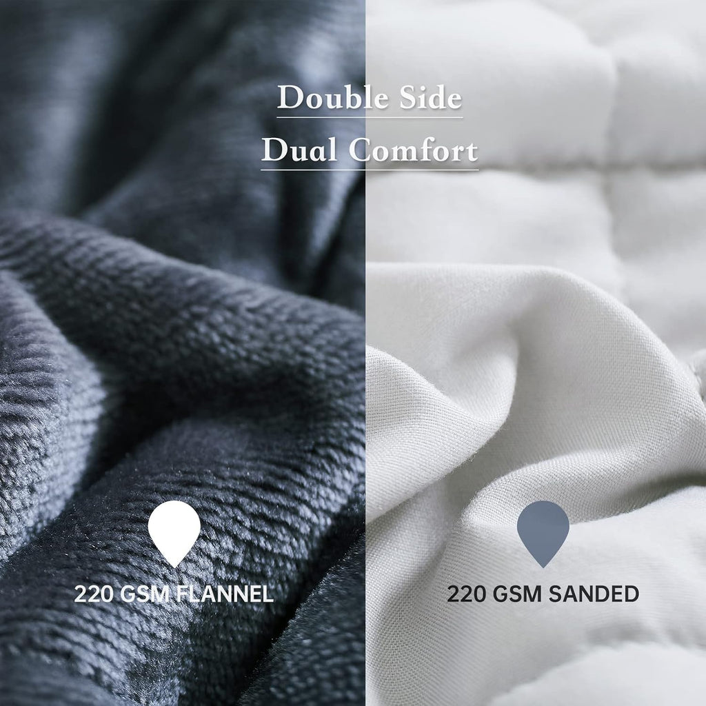 Grey Weighted Blanket 15 Pounds, Fuzzy Warm Flannel Throw Blanket with Soft Breathable Sanded, 48 x 72 inches, Grey