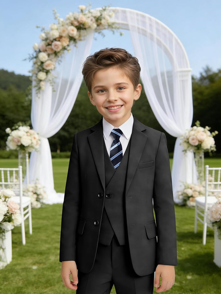 Boys Formal Suits 5 Piece Slim Fit Suit for Kids Teen Boy Tuxedo