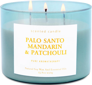 Palo Santo Mandarin Patchouli 3-Wick Soy Scented Candle, 15.8 oz - Set of 158