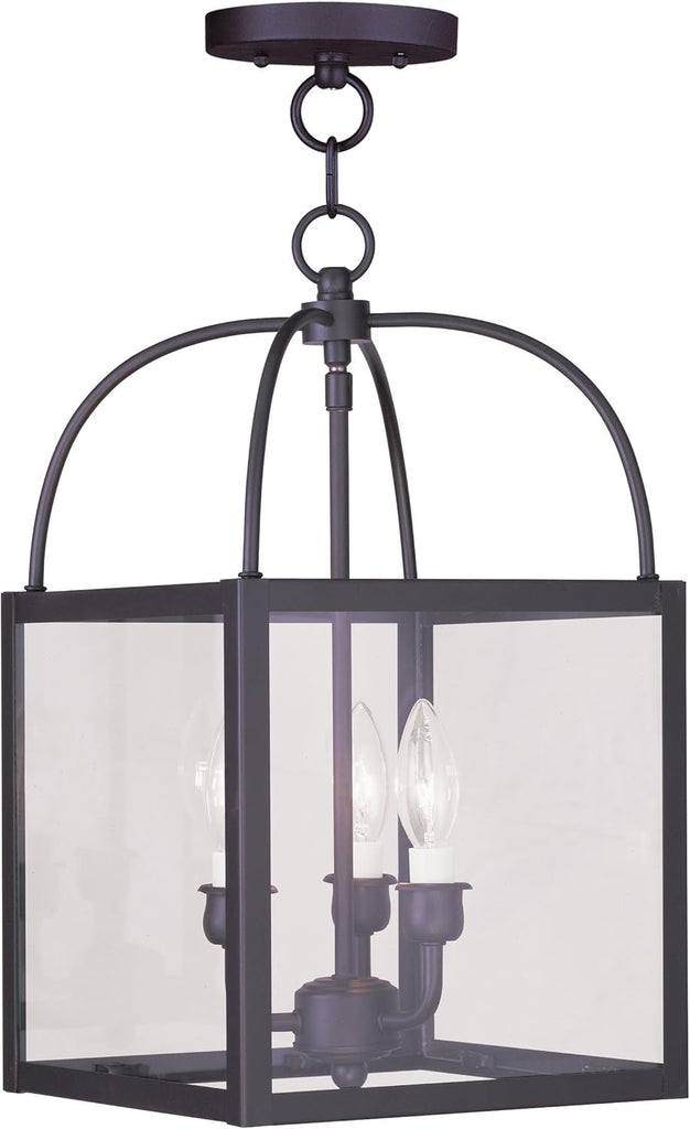 Milford 3-Light Convertible Hanging Lantern/Ceiling Mount, Bronze