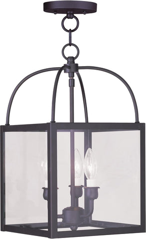 Milford 3-Light Convertible Hanging Lantern/Ceiling Mount, Bronze