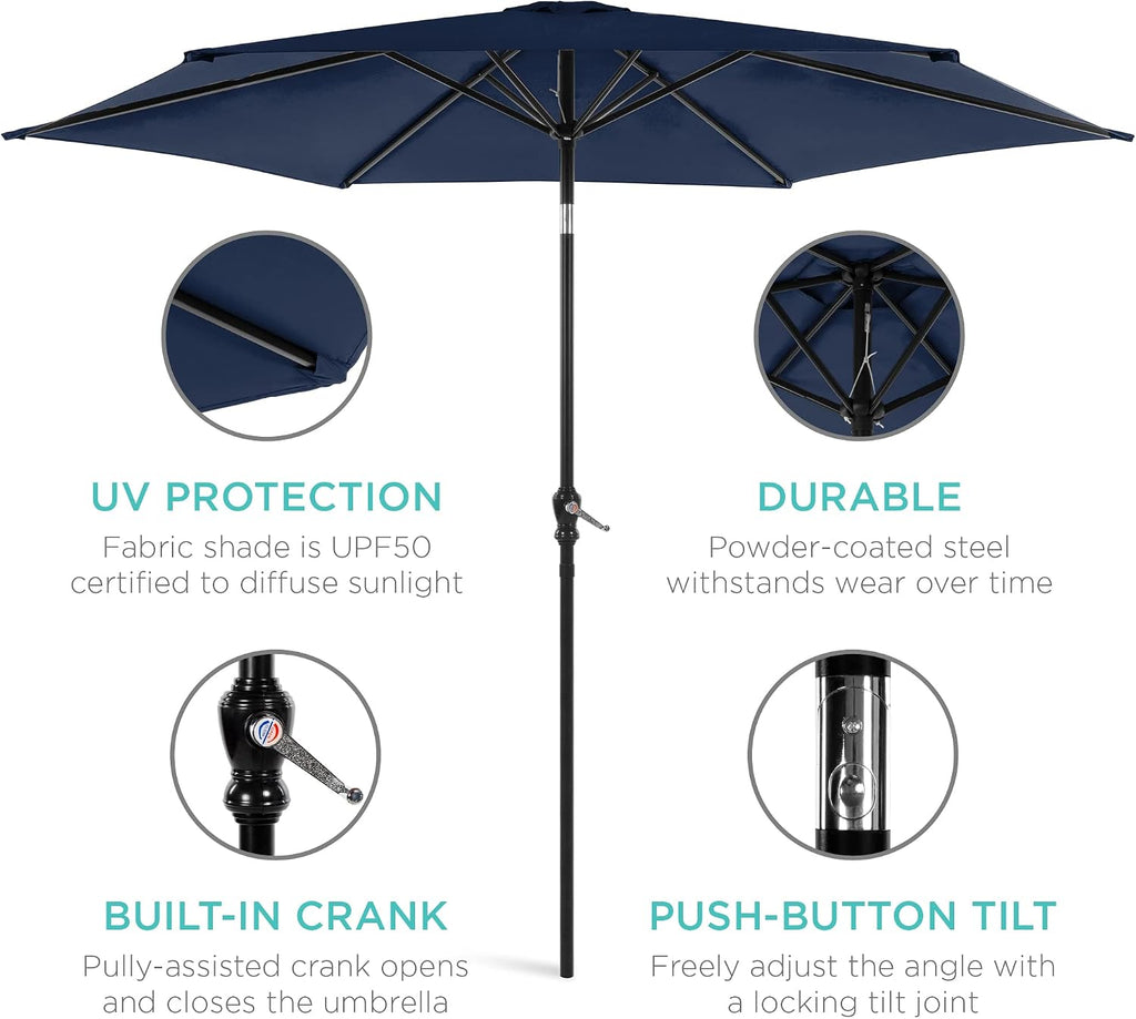 10ft Outdoor Patio Umbrella, Outdoor Table Umbrella, Yard Umbrella, Market Umbrella with 6 Sturdy Ribs, Push Button