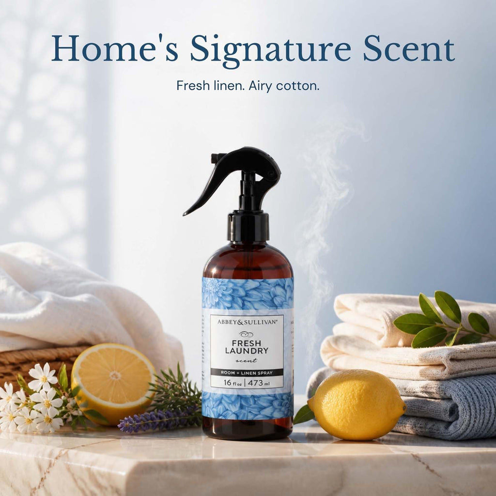 Linen Spray, Fresh Laundry Scent with Fresh Green Floral Musk, Pack of 2, 16 oz