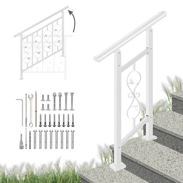 Unique Design 2 Step Hand Rails for Outdoor Steps, Adjustable