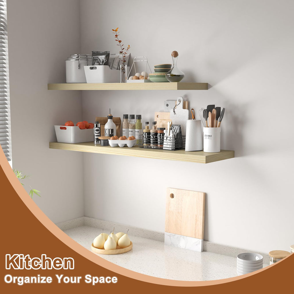 Large Floating Shelves for Wall 24" W x 12" D x 1.2" H Deep Floating Shelves 1 Pack Floating Shelf Large Storage