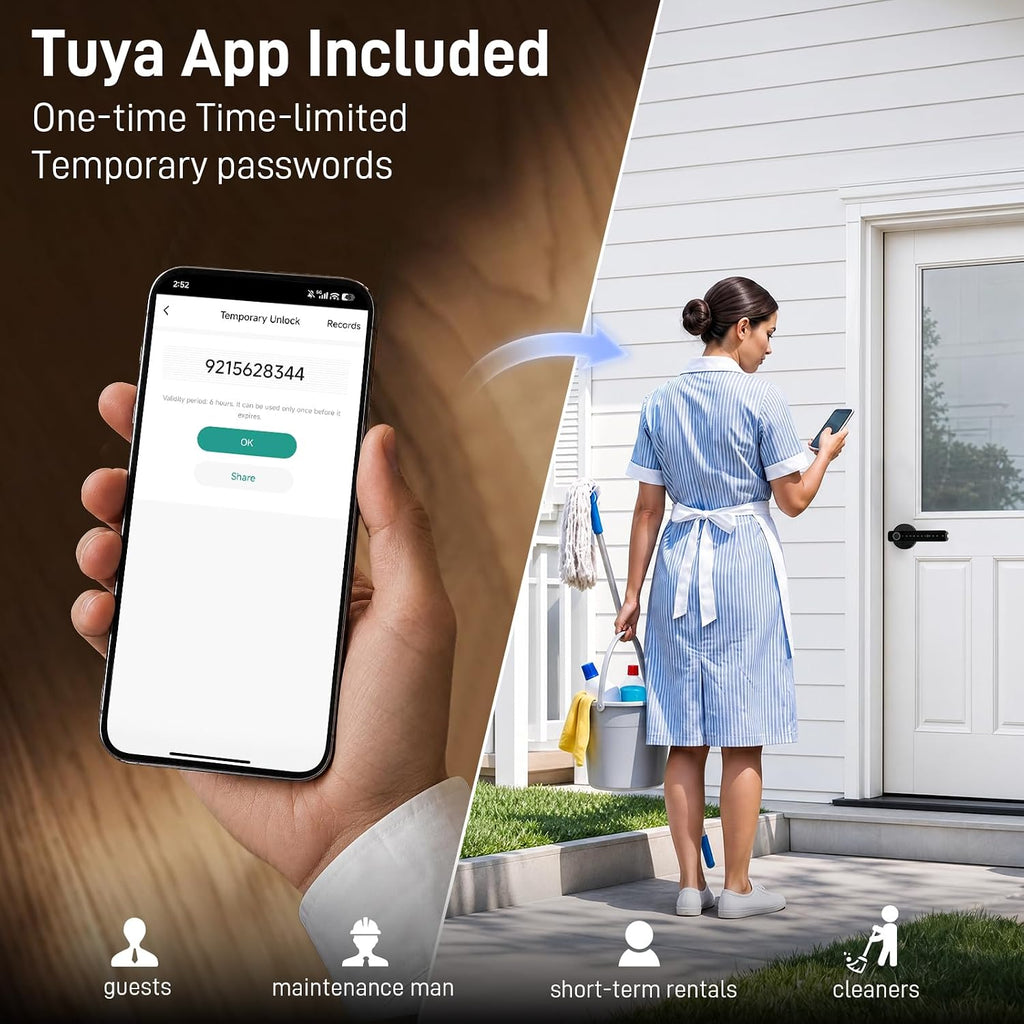 Smart Fingerprint Door Lock with Keypad, Keyless Entry Door Knob with Handle, Biometric Door Lock /Front