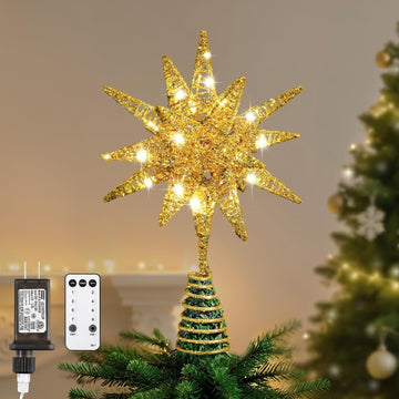 Christmas Tree Topper, Plug 3D Starburst Lighted Star Tree Topper