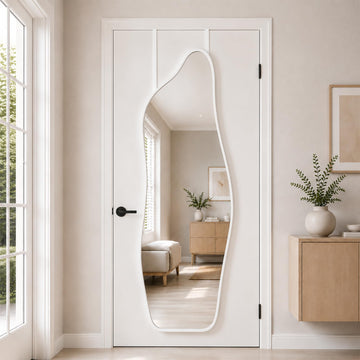 Full Length Door Mirror, 48"x16" Wall Mounted Mirror, White