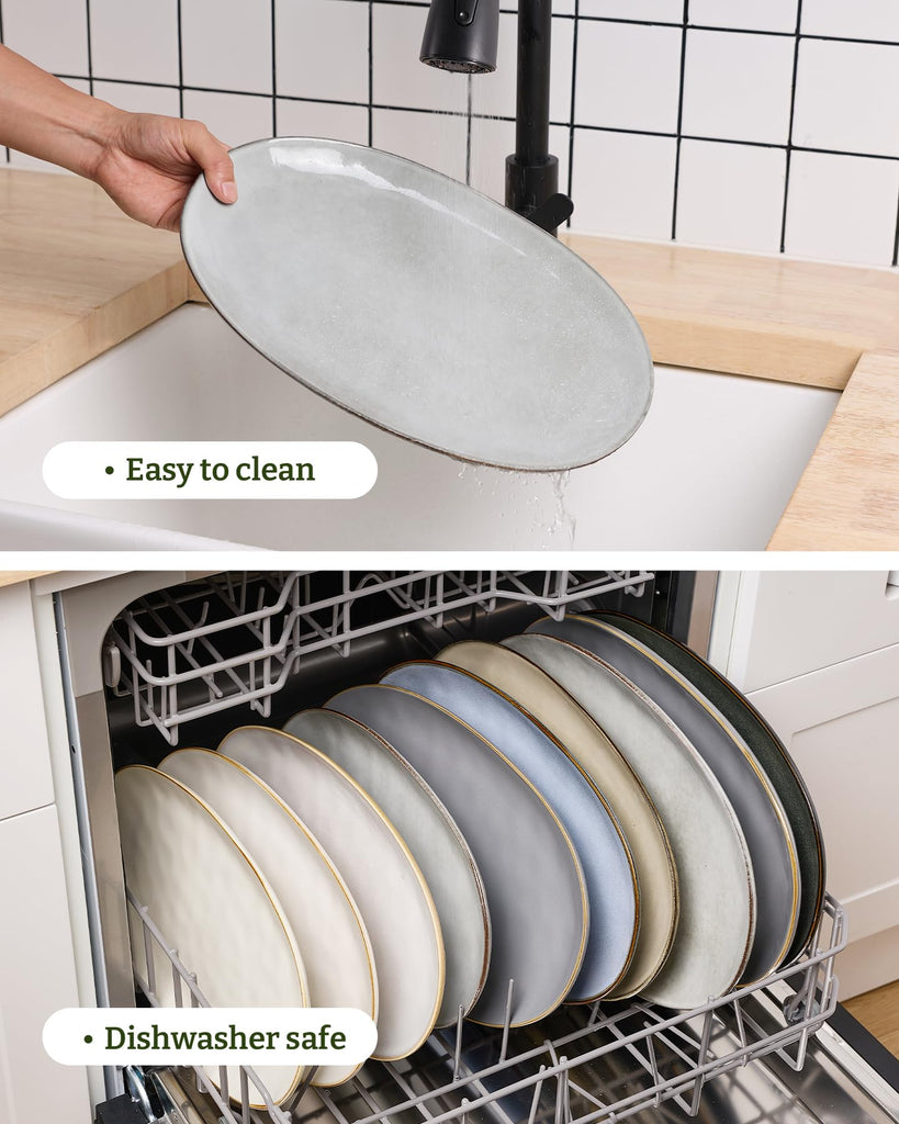 Serving Platters Set of 3 Sizes - Oval, Grey