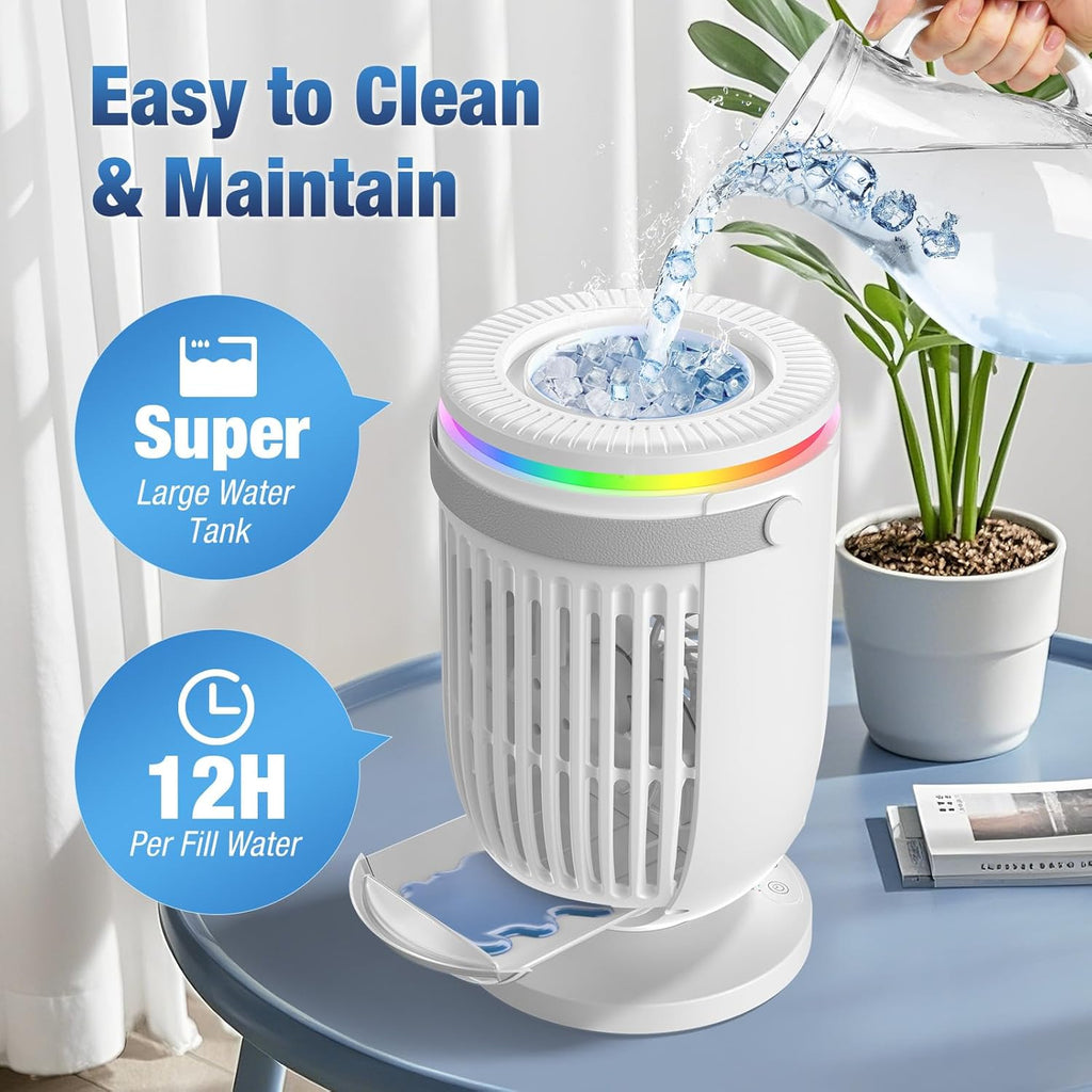 Portable Air Conditioners,Personal Mini Air Conditioner Fan with 3 Speeds,7 Colors Night Light
