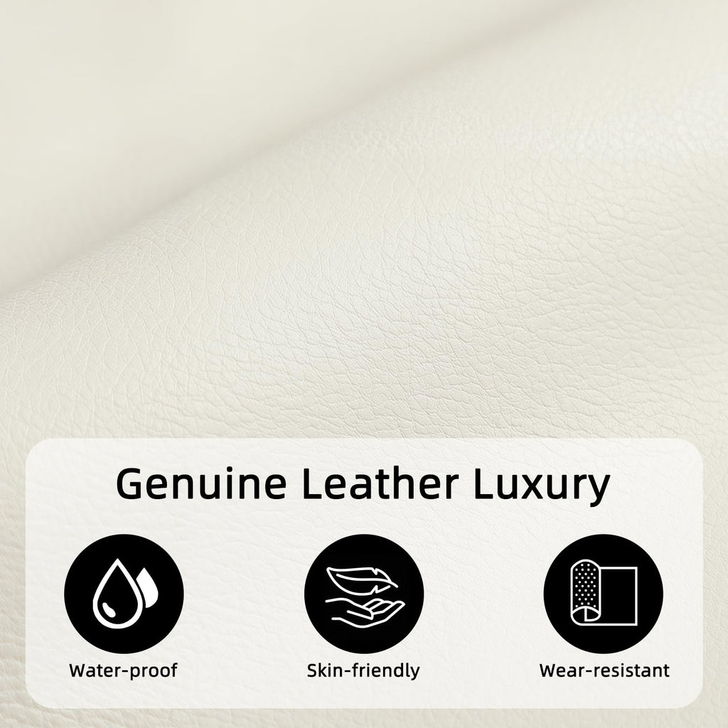 Genuine Leather Power Recliner, White, 2Pack