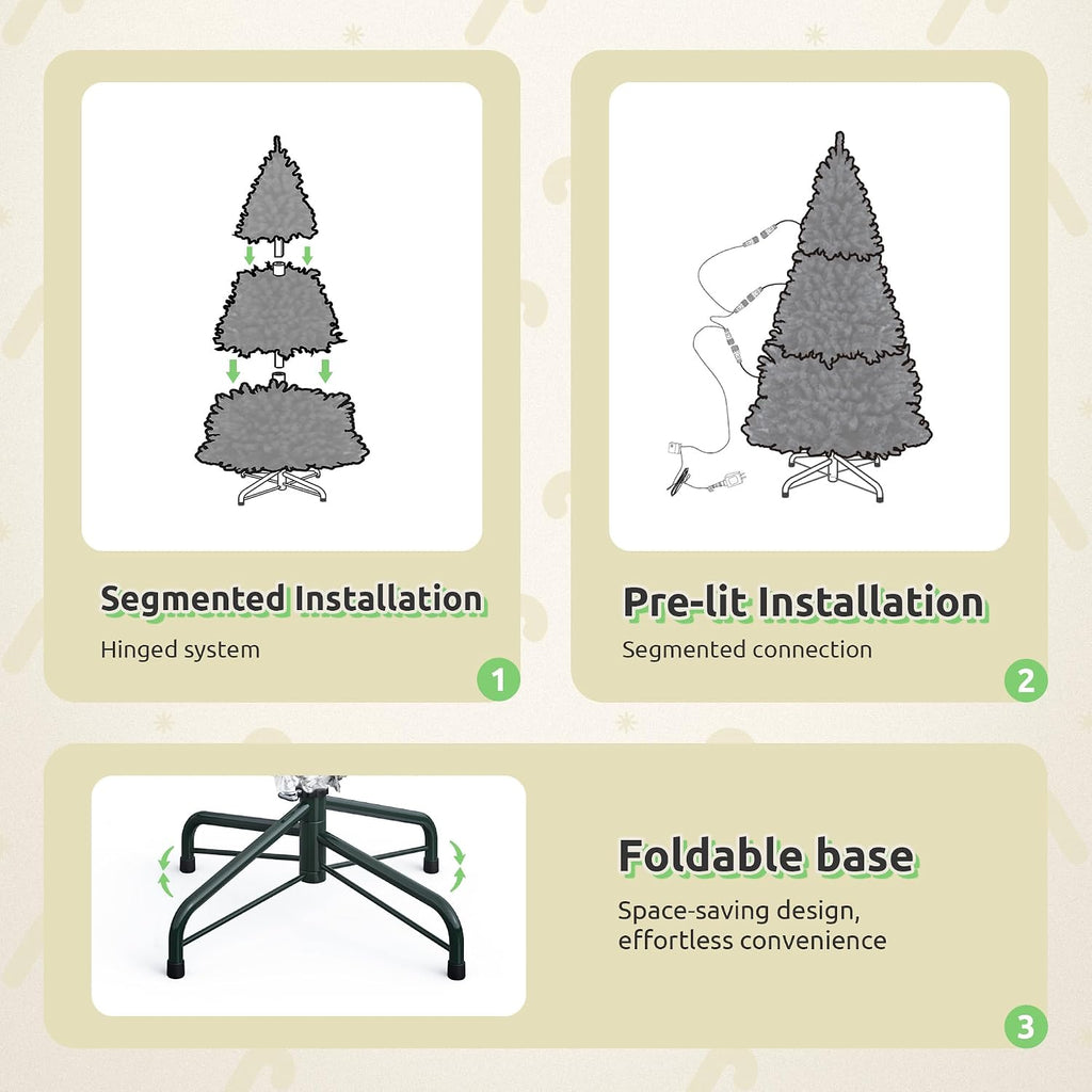 Prelit Flocked Christmas Tree with Remote & Removable Bulbs