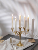 Gold Candelabra Table Centerpiece: 10 Inches Candelabra Candle Holder for Taper Candlesticks - 5 Arms Metal