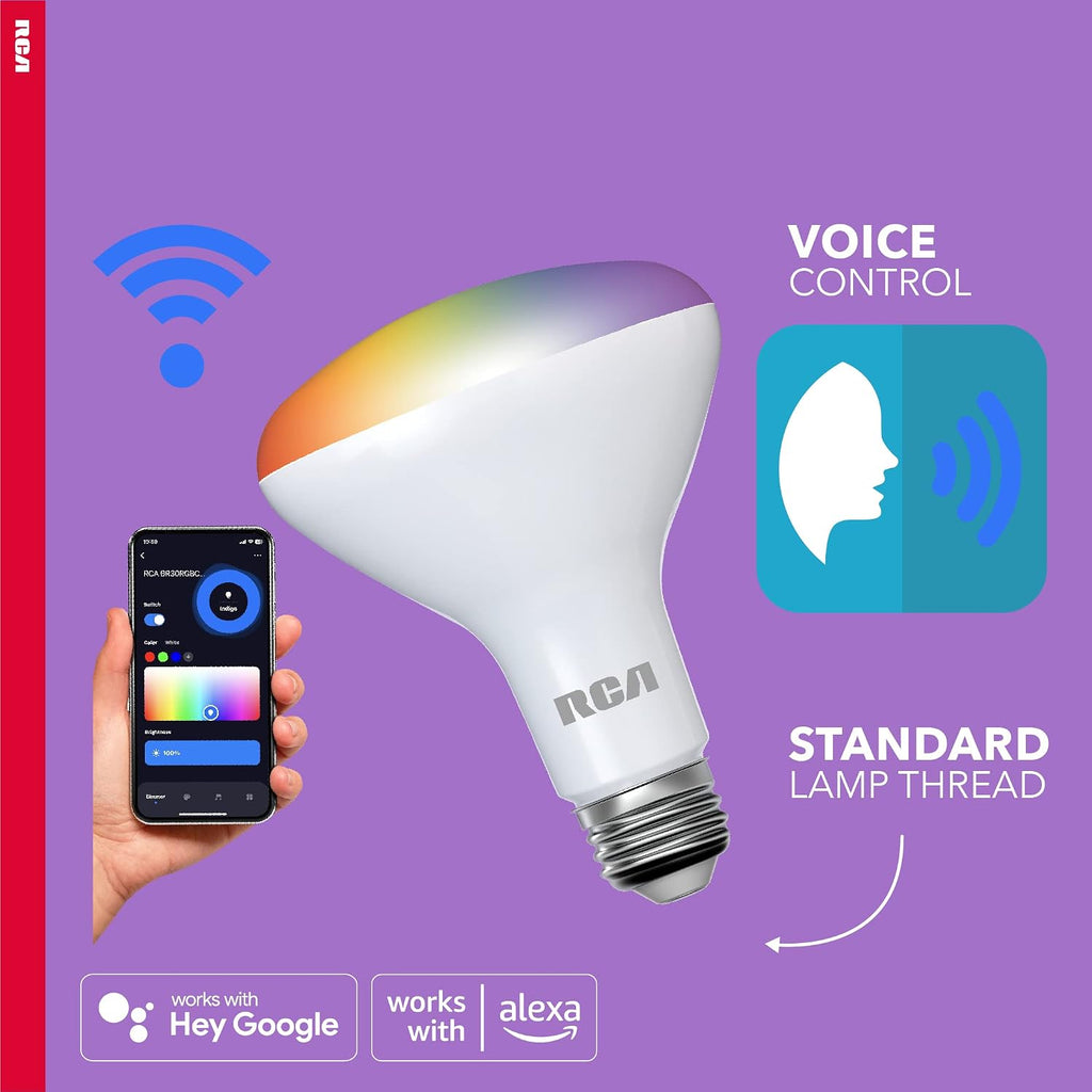 Smart WiFi LED Light Bulb, BR30 Flood Light, Color Changing, Alexa & Google