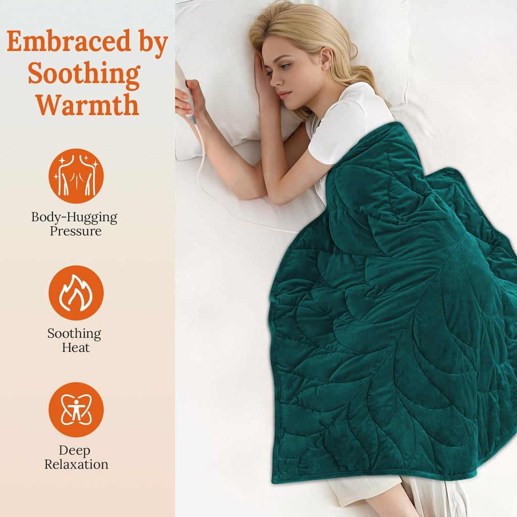 Weighted Heating Blanket 7 lbs, 26" x 35" Large Heated Pad, Green