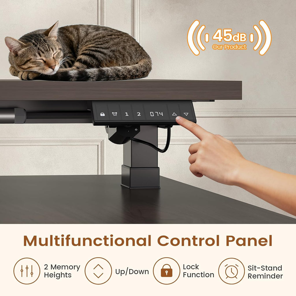 L Shaped Electric Standing Desk with 3 Drawers and Power Outlet, 55.1" x 47.2" Height Adjustable Home Office