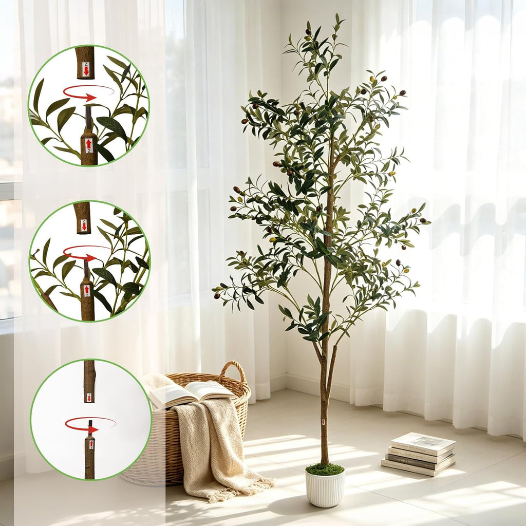 6FT Artificial Olive Tree Indoor Faux Olive Trees with Flower Pot Panda Toy
