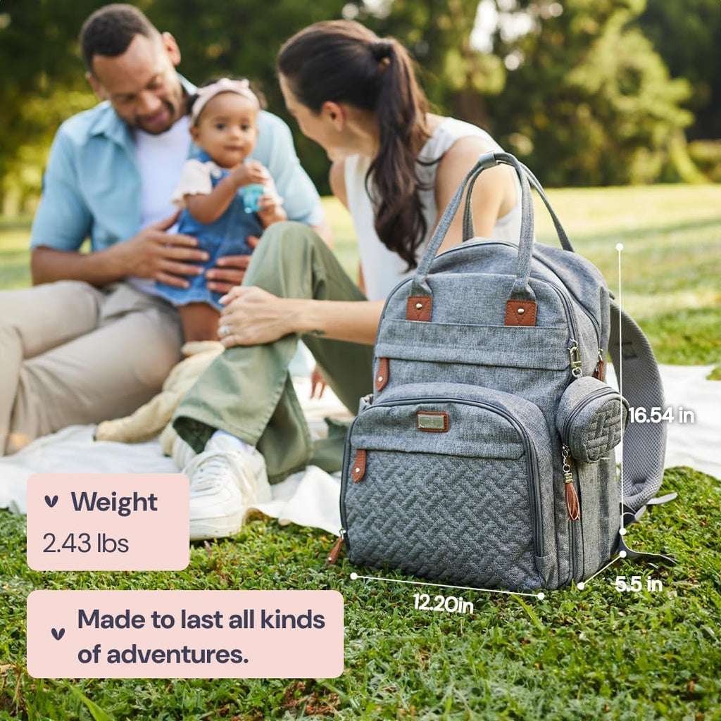 Diaper Bag Backpack - Baby Essentials Travel Tote - Multi Function Water Resistant Diaper Bag, Travel Essentials Baby