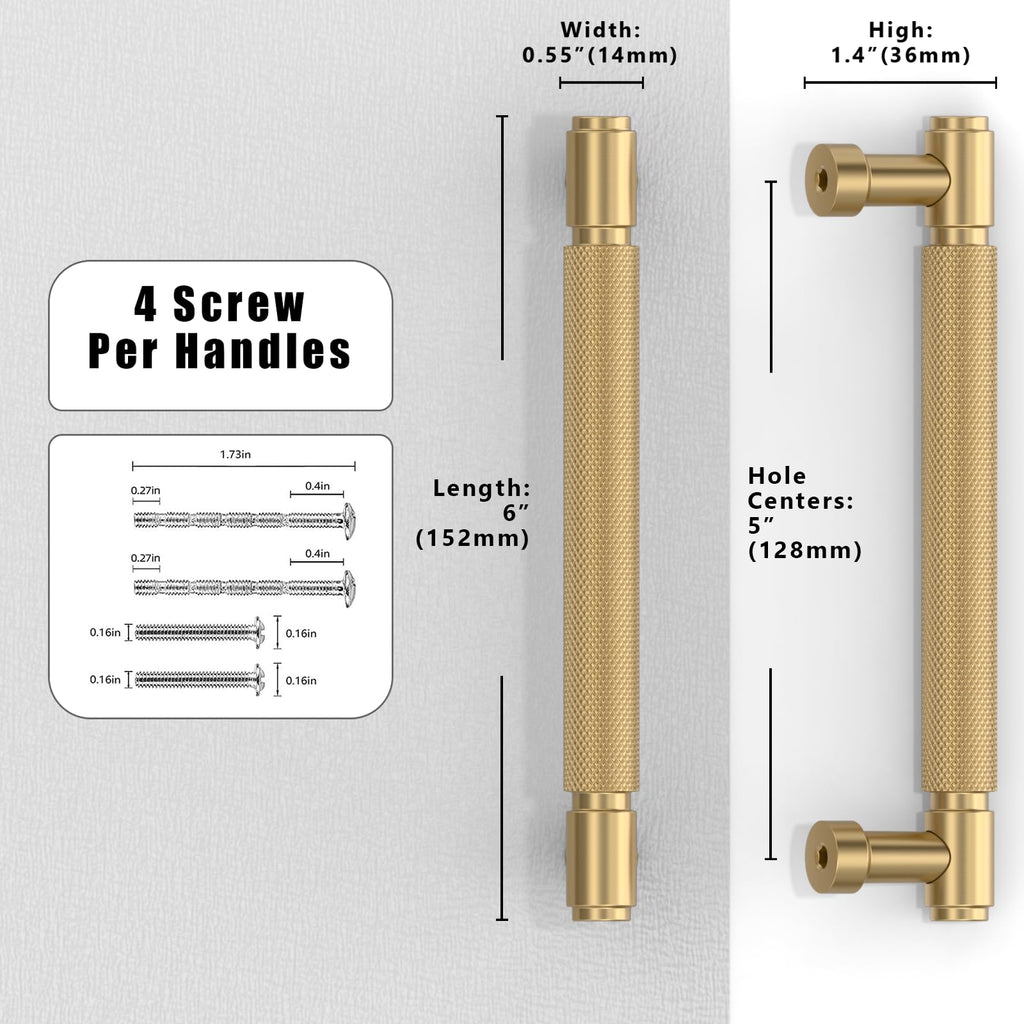 5 Pack Champagne Bronze Cabinet Pulls 5 Inch(128mm) Kitchen Cabinet Handles Cabinet Hardware for Drawer Pulls
