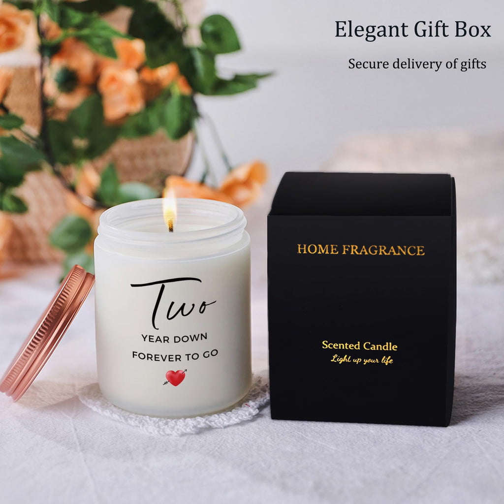 2 Year, 2nd, Two Year, Second Anniversary Candles Gifts for Him Her Couple- Best Happy Cotton Girlfriend Boyfriend