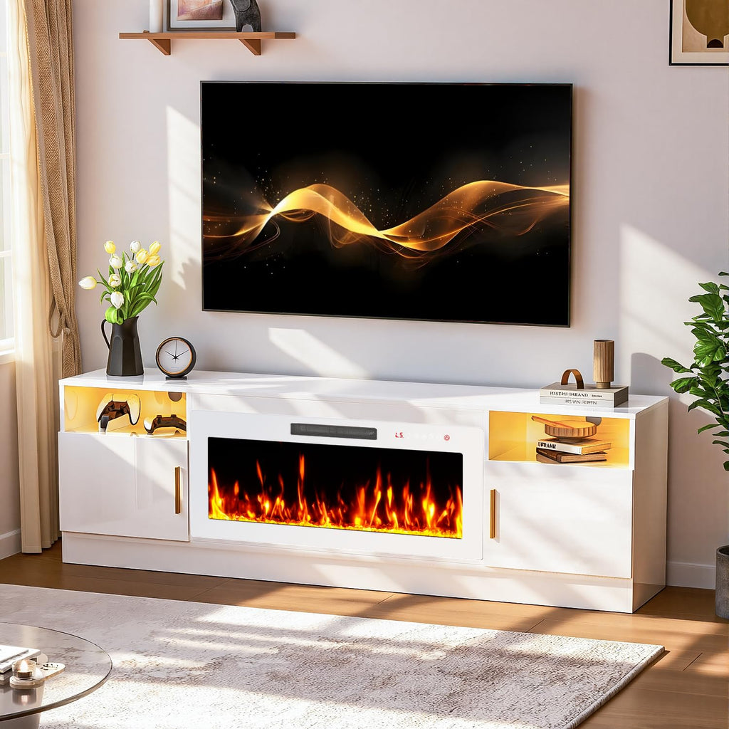 TV Stand with Fireplace, 36" Fireplace TV Stand LED Entertainment Center with Fireplace, 70 Inch Modern Electric