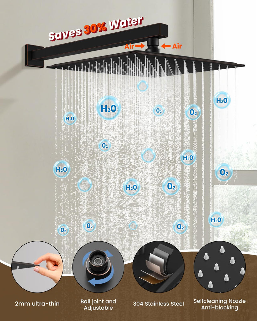 Shower Faucet Set with Handheld Spray Oil Rubbed Bronze,12'' Head