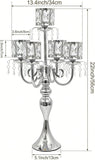 Tall Candle Holders - 2Pcs Gold Candelabra, Metal 5 Arm Candlesticks Party Wedding Aisle Home Decor (Silver x 2pcs)