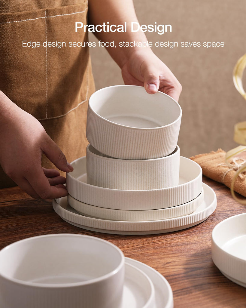 Star Dinnerware Sets with Mugs, Ceramic Plates and Bowls Set for 6