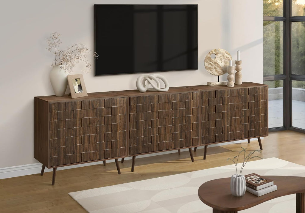 I 2789 Accent Chest, 36" Wide, 2 Door Cabinet, Storage, Decorative, Dark Walnut Laminate, Mid Century, Transitional