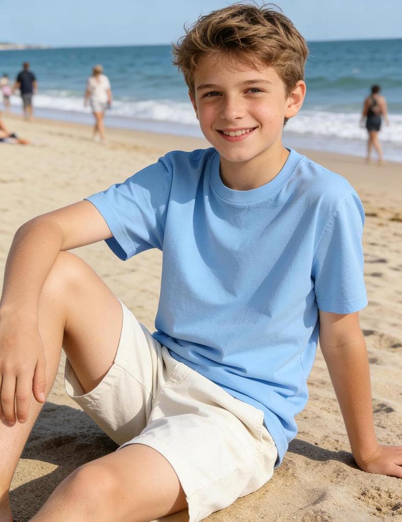 4 Pack Boys Shirts Short Sleeve Cotton T-Shirts Kids Plain Basic Top