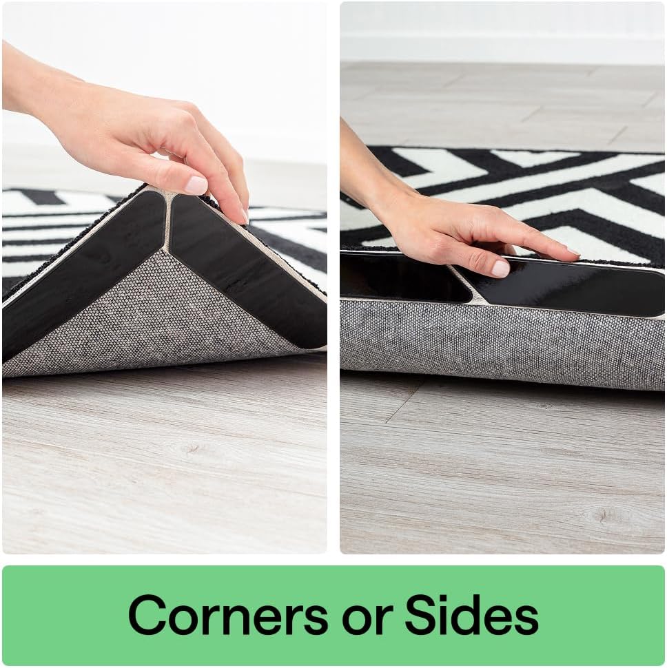 Extra Long Rug Grippers for Hardwood Floor, 8 Pack Black - Set of 8
