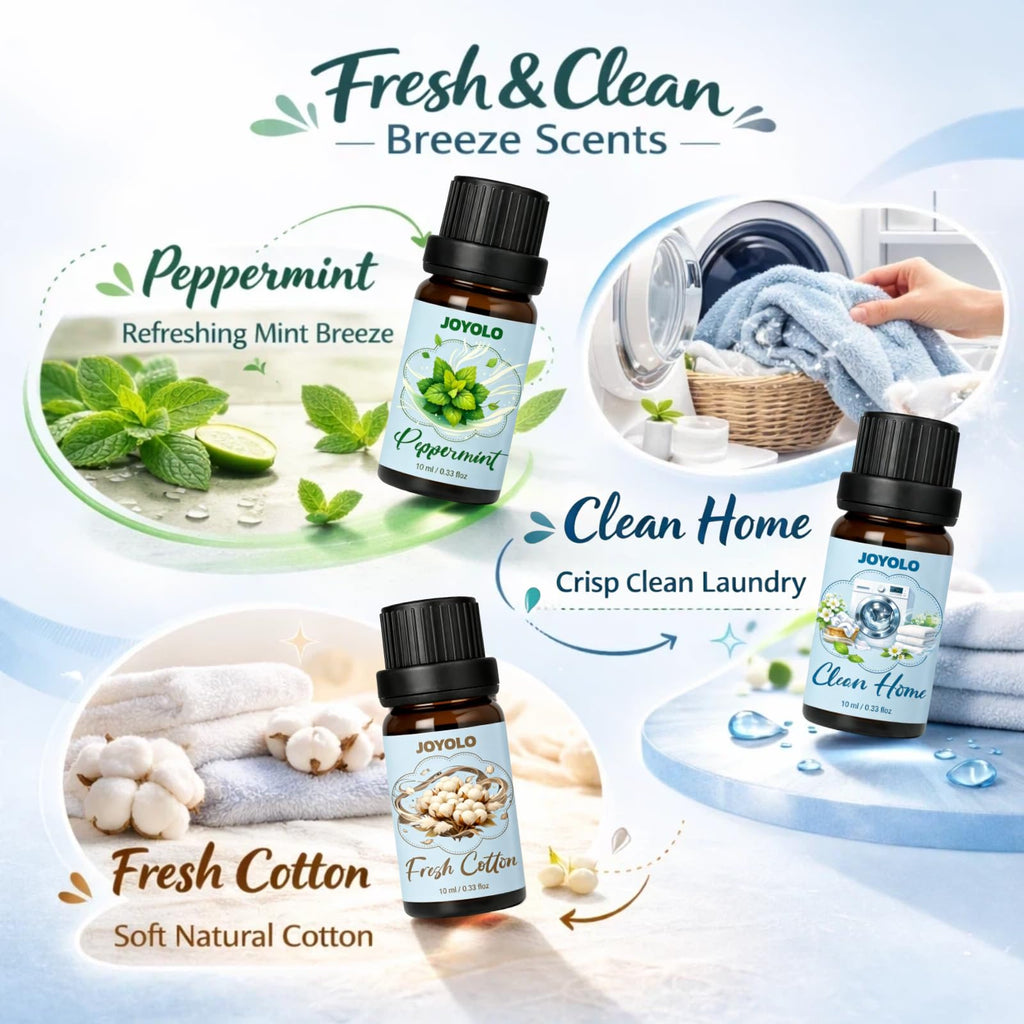 Essential Oil Diffuser & Essential Oils Set, Aromatherapy Diffuser with 7 LED Colors, 6 Oils Gift Pack (Clean Home