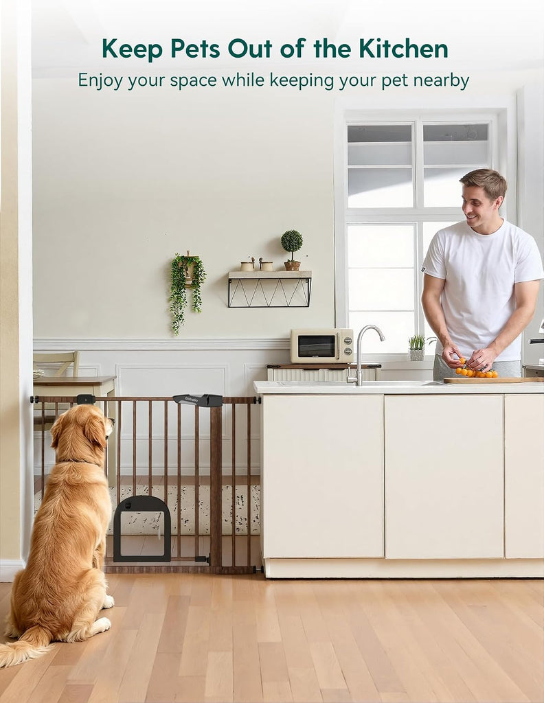Dog Gate with Adjustable Cat Door, CatPrivilege III, 29-43"