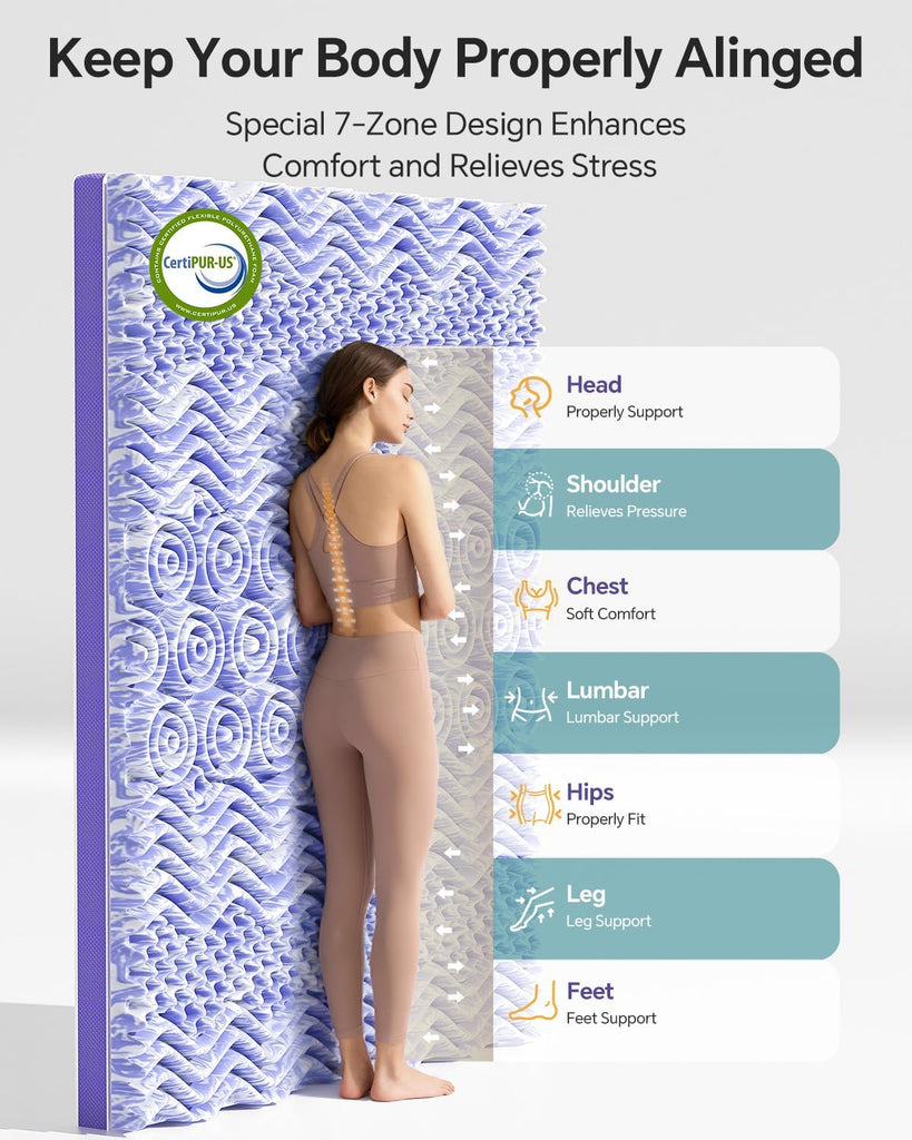 Dual Layer 4 Inch Memory Foam Mattress Topper Queen | 2 Inch Gel Memory Foam and 2 Inch Pillow Top Mattress Pad