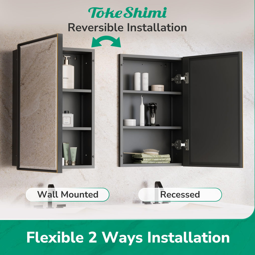 24 x 30 Recessed Medicine Cabinet with Mirror, Oil Rubbed Bronze