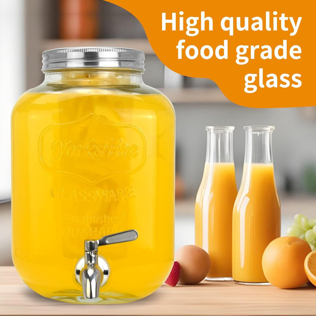 With Stainless Steel Spigot,1.2 Gallon Mason Jar Drink Dispenser,Sun Tea,Lemonade & Juice Dispenser for Parties