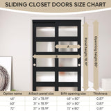 48" x 80" Sliding Closet Door, 5-Lite Frosted Glass Bypass Door with Hardware Kit & Matching Fascia,