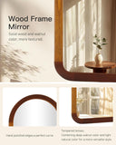 Arched Mirror 24 x 36 Inch,Brown Wood Rustic Bathroom Tempered Wall Mirror with Wood Frame,Round Corner Arch Farmhouse