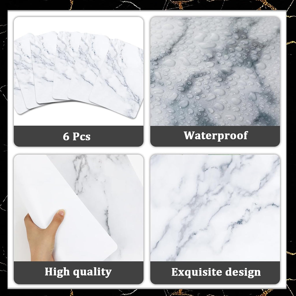 Marble Plastic Placemats Marbles Table Mats 17×13×0.04in - Set of 6