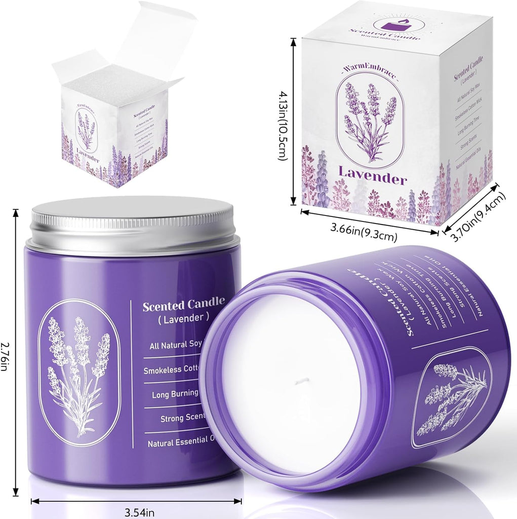 Lavender Scented Soy Candle for Women & Men, 7.6 Oz, 2 Packs