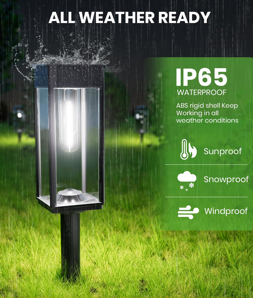 Solar Powered Pathway Lights, 4 Pack, 3 Heights, Cool White, IP65