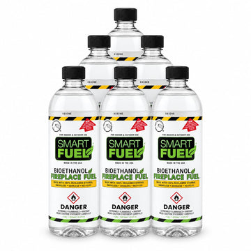 SmartFuel Bioethanol Fuel, Denatured Alcohol for Fire Pits, 1 L (Pack of 6)