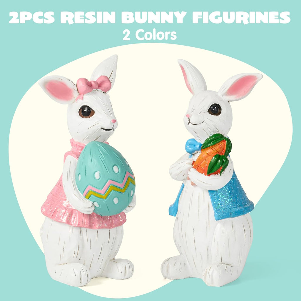 Easter Bunny Decor, Easter Indoor Decorations for Table, Spring Decor, Rabbit, Egg Figuring and Office - Set of 2